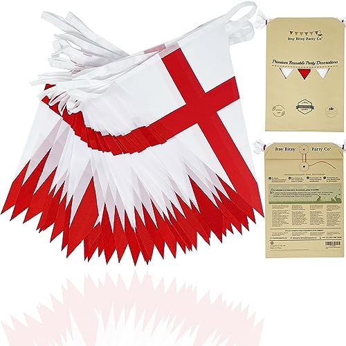 Premium Reusable England Bunting - 42 Womens Euros 2025 Bunting Flags, Garden Bunting Outdoor Waterproof, Euro 2025 Decorations (46ft, 42 England Flags)