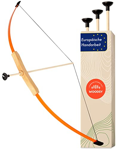 Woodsy Pfeil und Bogen Kinder ab 6 Jahren mit 3 Pfeilen mit Saugnapf Bogenschießen In- und Outdoor