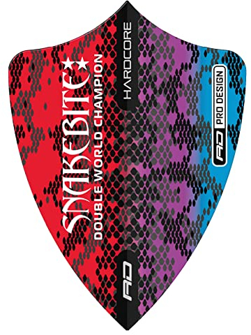 RED DRAGON Hardcore Peter Wright Snakebite Multi Freestyle Dart-Flüge - 3 Sätze pro Packung (insgesamt 9 Dart-Flüge)