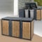 ML-Design Box pour 3 Poubelles, 240L, 200x80x116,3 cm, en Acier, Anthracite/Aspect Chêne, Résistant aux Intempéries, Habillage de Poubelle avec Couvercle Rabattable/3 Portes, Conteneur Abri Hangar