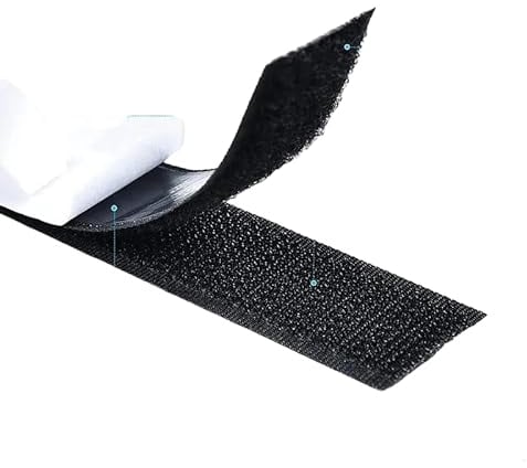 PfX Klettband 30mm x 5m - Starkes selbstklebendes Klettband, Extra Breit (Schwarz), Doppelseitiger Klettverschluss für Innen und Außen