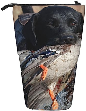XVBCDFG Lustiges Federmäppchen mit Hunde-Motiv, stehend, Stiftebox, teleskopischer Stiftehalter, Bleistifttasche, Organizer, Make-up-Tasche, Lustige Hunde-Jagd-Ente, Einheitsgröße, Federmäppchen
