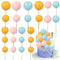 Gyufise 30pcs Ball Cake Toppers - Mini Balloons, Foam Balls, Cake Picks, Cupcake Toppers in Yellow, Pink, Green for Wedding & Birthday Parties