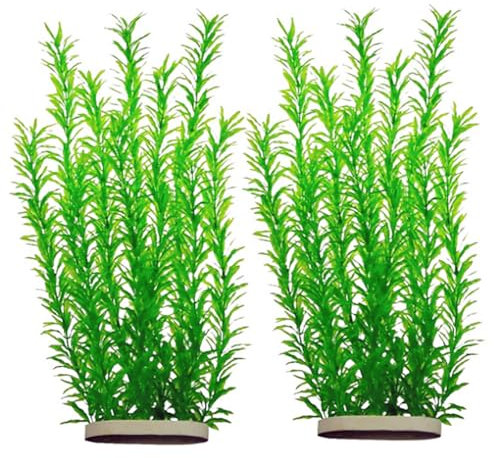 DSkoiph 2 Stück Aquarium Dekor Kunststoff Pflanzen Extra Groß 53,3 cm Künstliche Aquarium Pflanzen Hoch Aquarium Dekorationen Künstliche Grüne Wasserpflanzen (Grün)