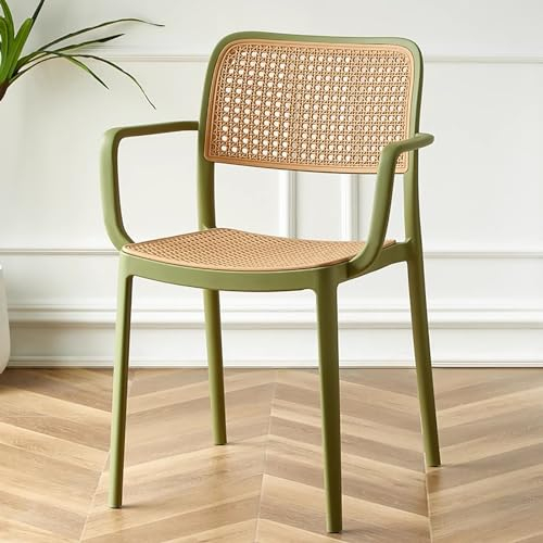 WestUx Rattan Kunststoff Indoor Stapelstühle,Retro Mid-Century Esszimmerstühle Kommerzieller Event-Lounge-Stuhl für Küche & Esszimmer,I,45x50x80cm(18x20x31inch)