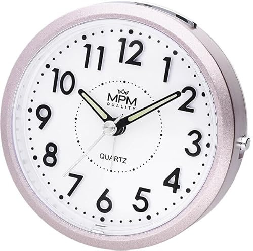 MPM Quality Design Kunststoff Wecker, Alarm Clock, Rosa, Modern, Lumini, Analog, aufsteigender Alarm, Snooze, Schlummerfuntion, Nachtlicht, Tisch Dekoration für Home, Schlafzimmer, Büro