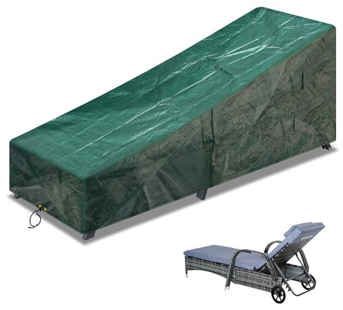 RICHIE Abdeckung für Sonnenliegen, Outdoor Gartenliege, 220 * 80 * 35/55cm, Abdeckung Gartenmöbel für Liegestuhl, Wasserdicht, Winddicht, UV-Schutz, Rattan, Terrasse