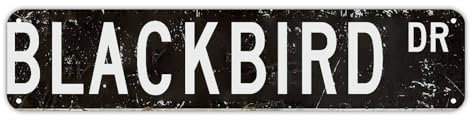 Personalized Street Signs Customized Blackbird Road Sign Cute Animal Metal Tin Sign Funny Tin Art Sign Decoration for Home Gate Garden Bars Restaurants 18x4in