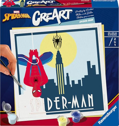 Ravensburger – CreArt 20x20 cm – Adulte – Peinture par numéros – Spider Man – Loisir créatif – 23891