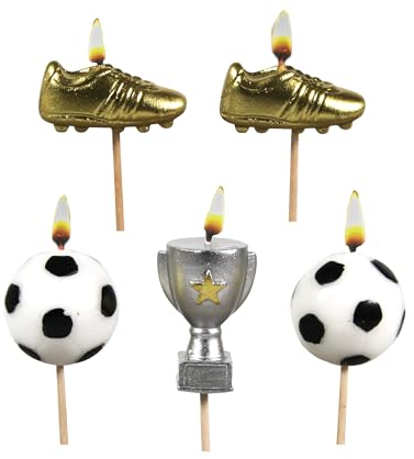 Smiling Faces Party Birthday Cake Candles | Novelty Cake Toppers for Birthday Cake Decor and Parties - Football Footballers Football Boots