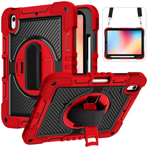 YOUULAR Custodia per tablet Apple iPad (2022)/Apple iPad 10a generazione, Apple iPad (10a generazione), custodia antiurto per tablet con supporto girevole a 360° e cinturino da polso, tracolla grande