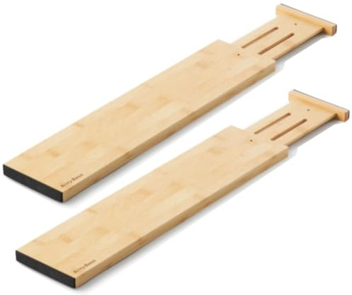 Betty Bossi - Schubladen-Unterteiler, 10 cm hoch - 2 Stück - Individuell einstellbar: für alle gängigen Schubladentiefen geeignet - Kein Zerkratzen, kein Verrutschen - Bambus