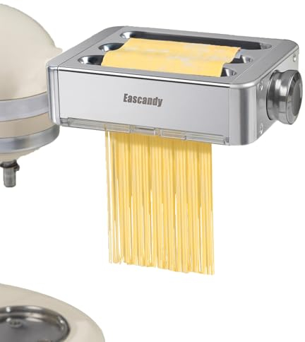 Accessorio per macchina per la pasta interamente in metallo per KitchenAid, accessorio per pasta 3 in 1 per planetaria KitchenAid, accessorio per sfogliatrice per pasta fresca regolabile a 8 velocità.