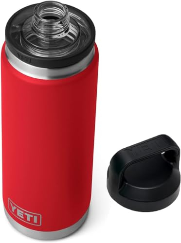 YETI Rambler Bottle Chug, Vaccum Insulated Stainless Steel Bottle with Leakproof Chug Cap, Rescue Red, 26 oz (769 ml)