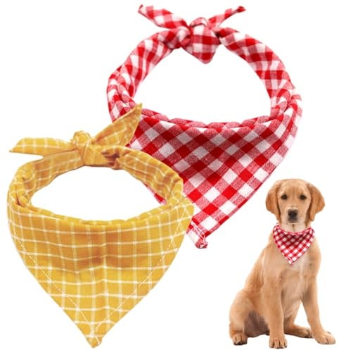 YIZWINS 2 PCS Hundehalstuch, Hundebandanas Waschbarer Baumwollquadrat, Hundehalstuch Personalisiert, Hundehalstuch Kleine Hunde, Verstellbarer Hundetuch für Kleine Mittelgroße Hunde und Katzen