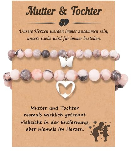 Presentimental Mutter Tochter Armband Freundschaftsarmband Schulkind Armband für Mama Tochter Mädchen Schmuck Muttertagsgeschenk (Schmetterlings)