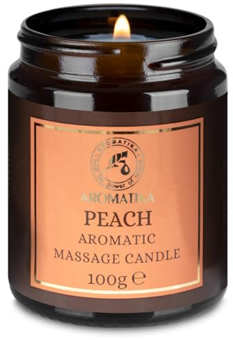 Massagekerze Pfirsich 100g - Sojawachs Kerze - Massage Kerze Duftkerze mit Kokosöl & Mandelöl - mit Fruchtiges Aroma