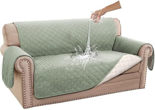 BXFUL Sofabezug wasserdichte Sofaüberwurf Antirutsch Sofahusse Schutz vor Haustier Katze Hunde Sofa überwurf Couch überzug für Sofa (Zweisitzer,Grün)