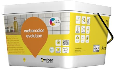 Weber - Junta para azulejos, blanco, listo para usar, 3 kg, especial cocina y baños, WEBERCOLOR EVOLUTION