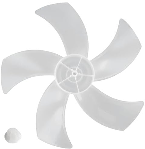 16 Inch Fan Blade Replacement with Five Plastic Leaves Low Noise Fan Blades with Nut Cover Replacement Fan Blades for Standing Pedestal Fan.