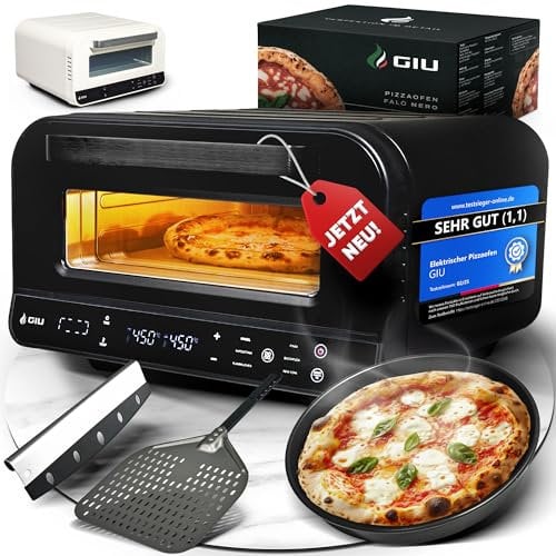 Elektrischer Pizzaofen - Starker Elektro-Ofen für neapolitanische Pizza | Backofen, Pizzaofen, elektrisch, Electric Oven | Über 400 Grad FusionHeat-Tech | Genieße Steinofen-Geschmack Zuhause | GIU