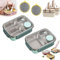 Escentio Lunch Box, Bento Box Adult Nestable Umami Space Saving, Bento Box Umami, Stainless Steel Bento Lunch Box, With Fork Spoon Sauce Box (Green-A+B)