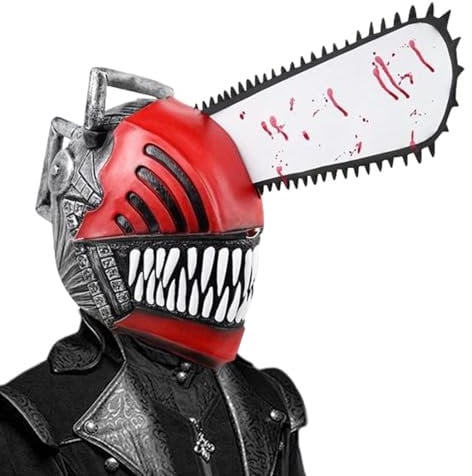 Chainsaw Man Mask - Halloween Cosplay Full-Head Latex Headgear, Realistic Face Cover for Party Costume Props and Decor