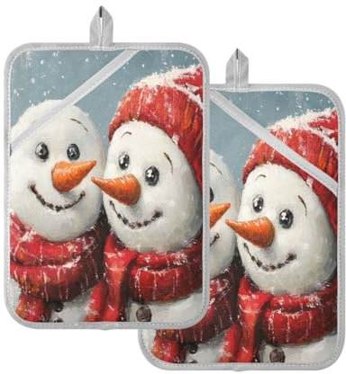 JUMBEAR Joli Ensemble de maniques de Noël avec Poche pour Cuisine, maniques résistantes à la Chaleur, maniques de Cuisine, Dessous de Plat pour pâtisserie, 17,8 x 22,9 cm