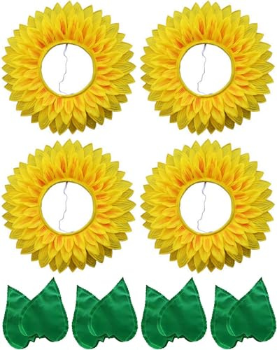 Cazqgoy Sonnenblumen-Kopfschmuck, Handschuhe, Blumenkopfbedeckung, Sonnenblumen-Haarband, Blumenkopfbedeckung, Hut, Blumenkostüm, für Tanzkostüme, Sonnenblumenhaube