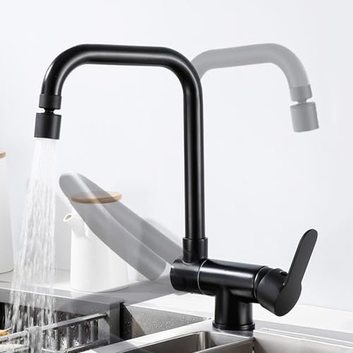 Klappbarer Küchenhahn Schwarz L Form Küchenhahn Armatur Küche 1 Loch Einhebel Küchenhahn für Frontfenster Dual Mode Spültischarmatur Mischbatterie Küche