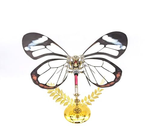 PizazzToy Puzzle 3D de metal, 150 piezas DIY con alas de cristal, mariposas, rompecabezas mecánico 3D con herramientas