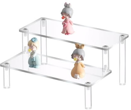 Lunaanda Acryl Display Regal Ständer, Ausstellungsregal Organizer für Muffin Etagere, Transparente Acryl Display Riser Regal für Figuren, Spielzeug, Cupcakes, Desserts, Gewürze (20cm2-stöckiges)