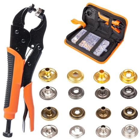 INNOVIO Druckknopf Set mit Zange – 80 Set Metall-Druckknöpfe (15mm) für Leder, Segeltuch, Jacken, Geldbörsen & Taschen – Perfekt für Handwerk & Reparaturen