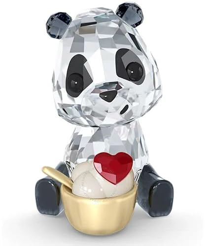 Swarovski Crystal Cariti Panda Figurine with Red Love Shaped Heart