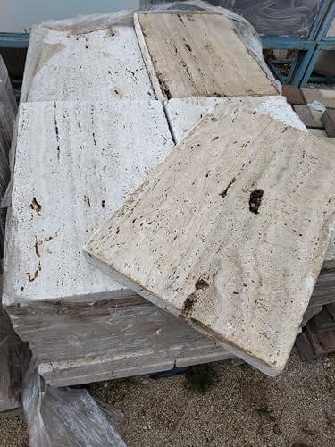 Generico Lastroni in Pietra Naturale, 60x40x5 cm, Finitura Rustica, Colore Bianco-Beige