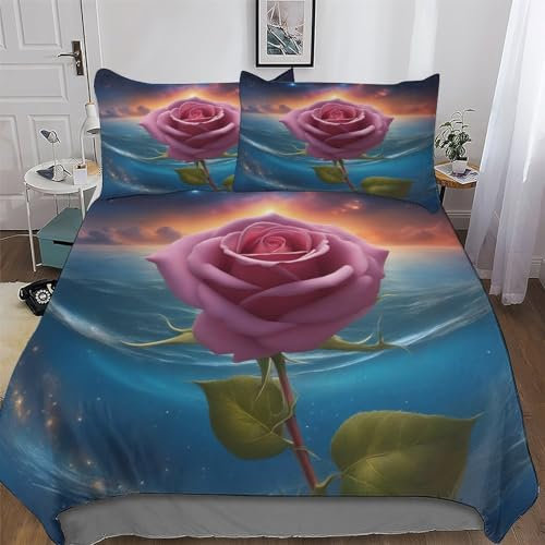 GGJJTT Rose Parure De Lit 3 Pièces Housse De Couette avec Taie d'oreiller Microfibre Douce pour Enfants Adultes King220x240cm