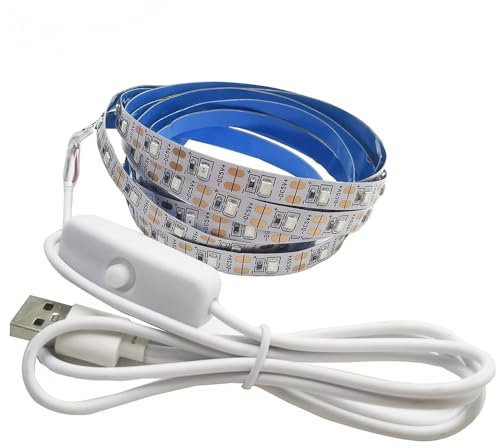 Vrabocry 5V USB LED Streifen Licht grün 1M/3.28FT Strip Lichtband 2835 IP20 Nicht Wasserdicht 60 LEDs mit Schalter band Lichtleiste Leiste für Schlafzimmer, Küche Dekoration