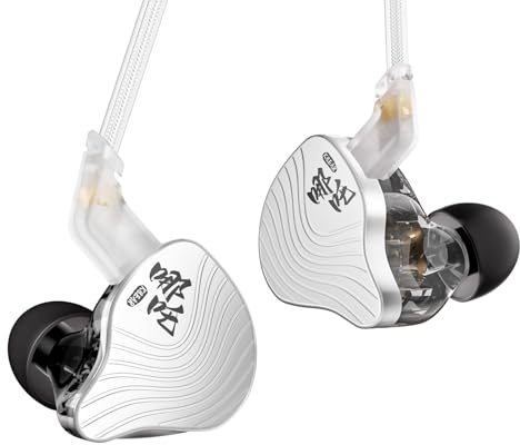 KBEAR NZ02 Gaming-Ohrhörer, Abdeckung aus Metall-Zink-Legierung, 10 mm Dual-Magnet-Treiber,In-Ear-Monitor, 3D-Surround-Sound, kabelgebundenes Gaming-Headset mit niedriger Latenz(Silber,Ohne Mikrofon)