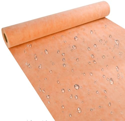 Abdichtungsmembran für Dusche, 1,2 m x 26,5 m, wasserdichte Duschmembran für Sauna, Badezimmer, Dampfbad, Wandfliesenunterlage, Fliesenunterlage, Nahtband, Entkopplungsband, 23,6 mm dick, 300 m²