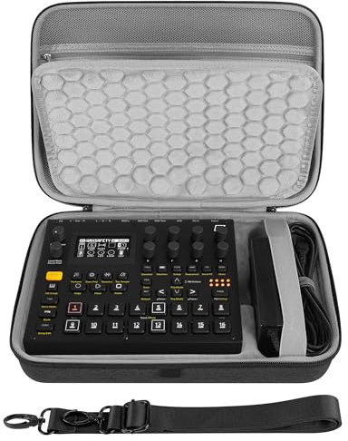GEEKRIA Tragetasche für Audio-Interface, kompatibel mit Elektron Digitakt II/Digitone II/Syntakt 12/Analog Heat MKII/Hartschalen-Reisetasche (Dunkelgrau)