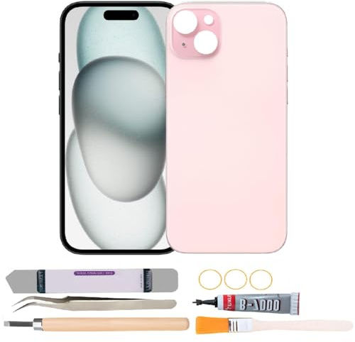 Vitre arrière de rechange compatible avec iPhone 15 (rose)