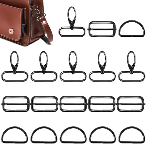 AONAYO 18 NäHteile TaschenzubehöR,D Ringe 40mm,NäHen ZubehöR,Mit Drehschnalle Und Karabinerhaken,Karabinerhaken FüR Taschen Metallset,Bag Accessories Und SchlüSselanhäNger,Taschen HäKeln ZubehöR