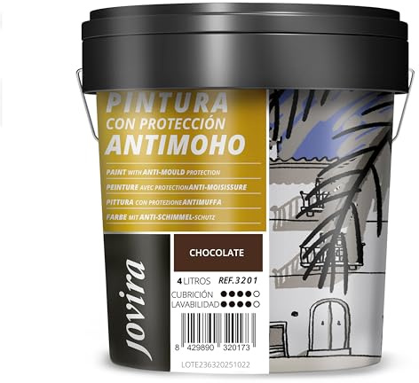 JOVIRA PINTURAS Pintura Antimoho, Evita el moho, resistente a la aparición de moho en paredes, aspecto mate. (4 Litros, Chocolate) -T