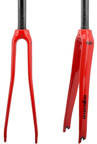 KUNYOS T800 Carbon Rennrad Gerade Gabel 700C 28,6 Mm Rennrad Carbongabel, 100 Mm Offener Gang, Max Fit 700 * 25C Laufradsatz,Rot