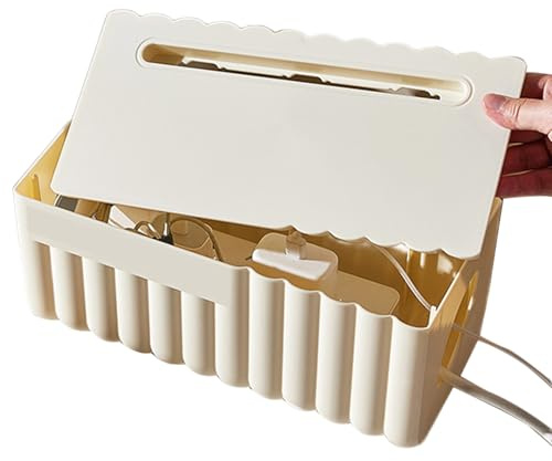Multifunctional Space Saving Cable Storage Box, Floor Socket Covers for TV Wires, Computer Living Room, Bedroom, Office and Table