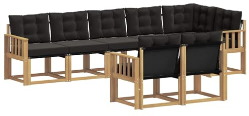 vidaXL Outdoor-Sofagarnitur mit Kissen 8 pcs Weiß und Schwarz, Garten Loungemöbel, modernes Ecksofa, robust Sitzgruppe, Terrassenmöbel für Komfort