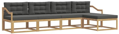 vidaXL Outdoor-Sofagarnitur 4 pcs Weiß und Anthrazit Polyester, Gartenmöbel Set, modern, wetterfest, Sitzgruppe, Ecksofa, Akazienholz, braun, modulare Lounge