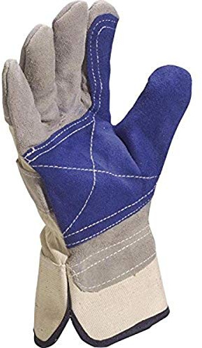 Deltaplus DS202RP10 Docker Glove, High Quality Grey Split Leather, Grey/Blue, Size 10