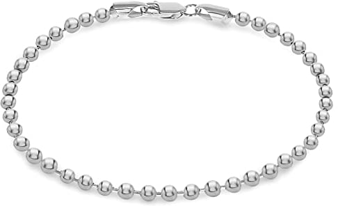 Tuscany Silver Women's Sterling Silver 3mm Ball Bracelet of 19cm/7
