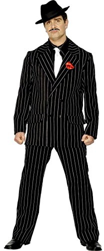 NET TOYS 20er Jahre Gangsterkostüm Mafia Kostüm schwarz L 52/54 Mafioso Outfit Gangster Kostüm Nadelstreifen Anzug